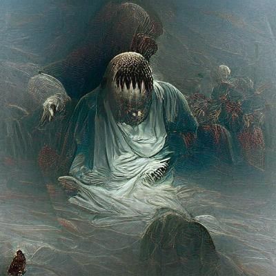 Gothic Horror Scene in the Style of Doré