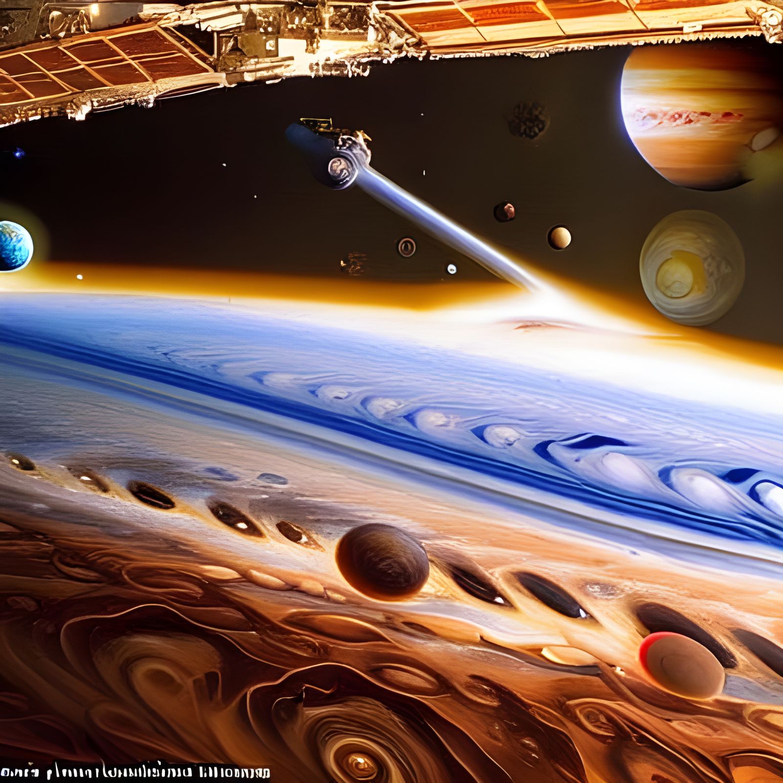 Space Station Party in Front of Jupiter