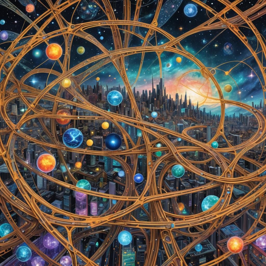 Astral Spaghetti Junction in Mixed Media Style