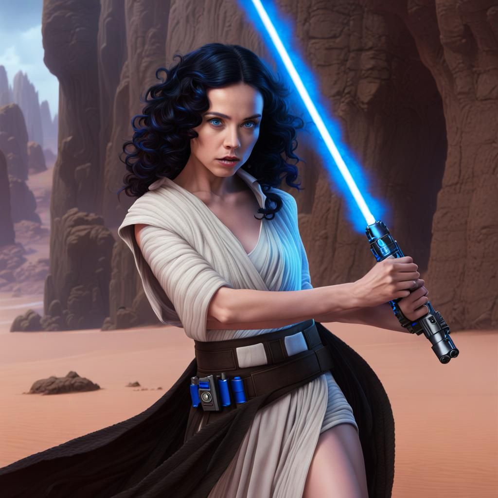 Female Jedi Master Teaching Apprentice in Fantasy Art