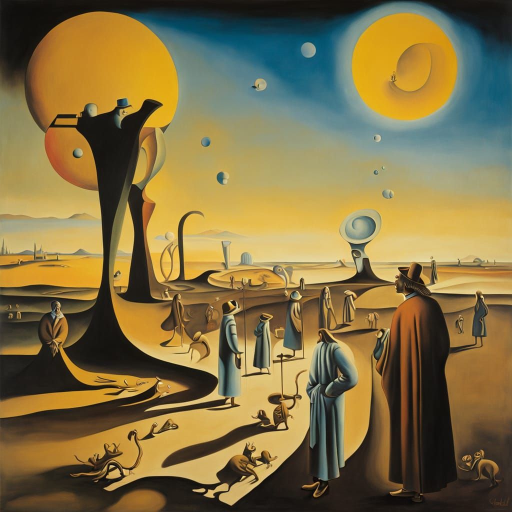 Surreal Reverence in Dali-Inspired Oil Painting