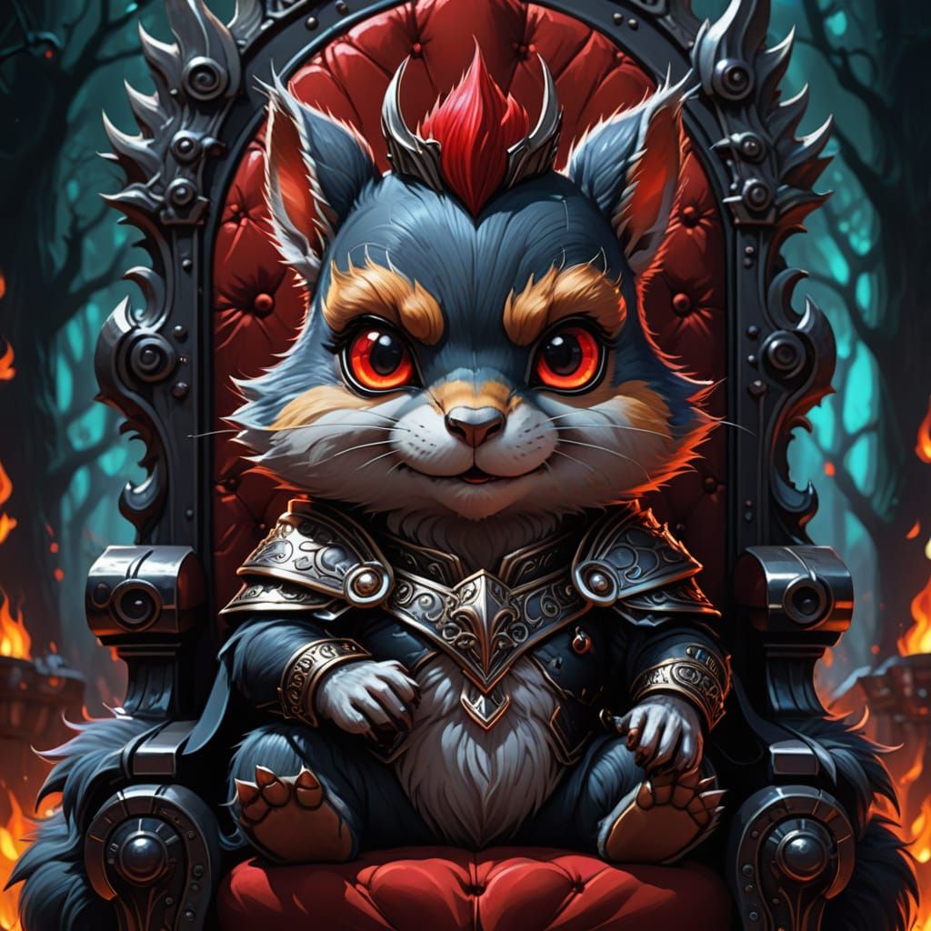 Chibi Anime: Evil Squirrel King on Throne