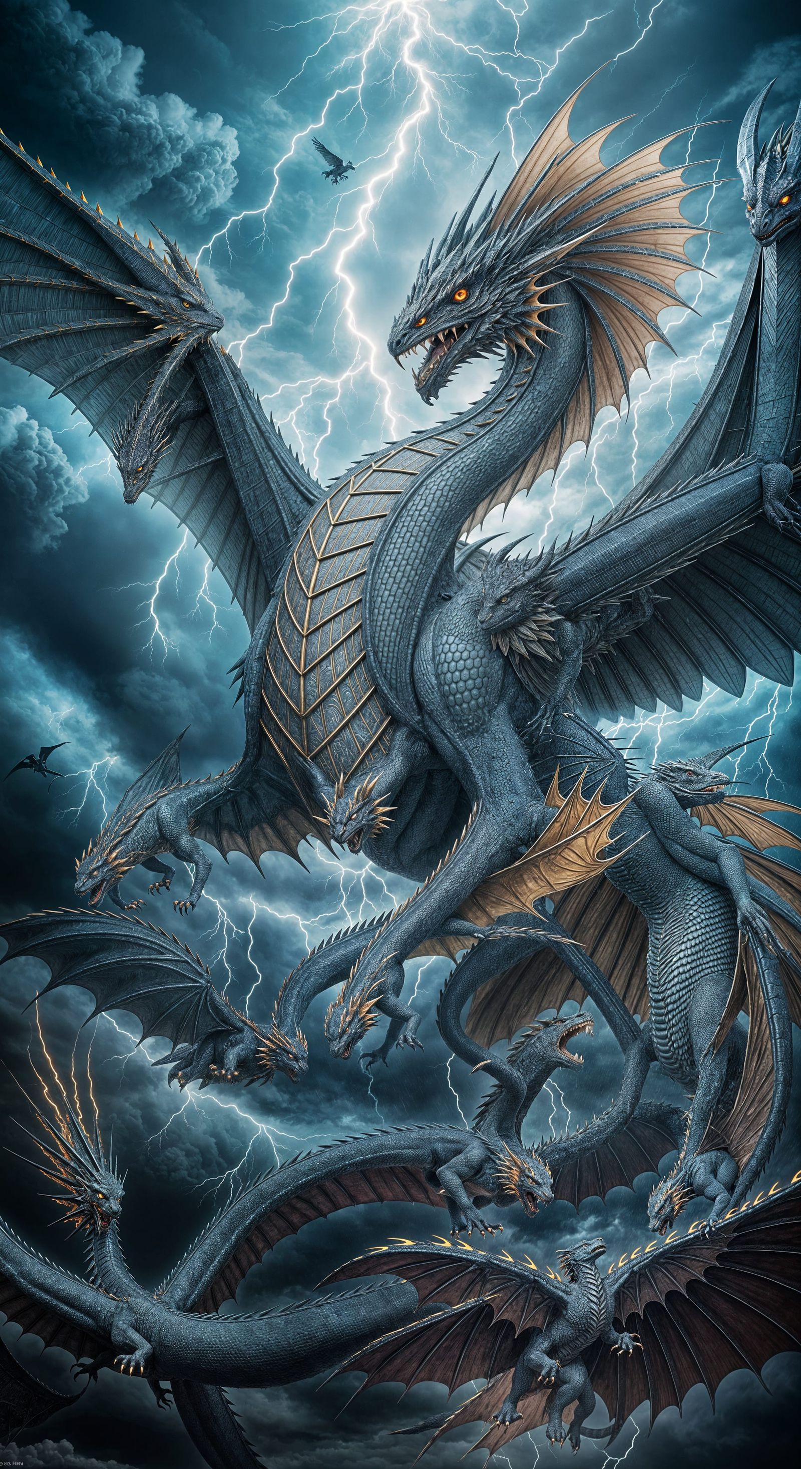 Dragon Ascends Through Stormy Sky in Celestial Glory