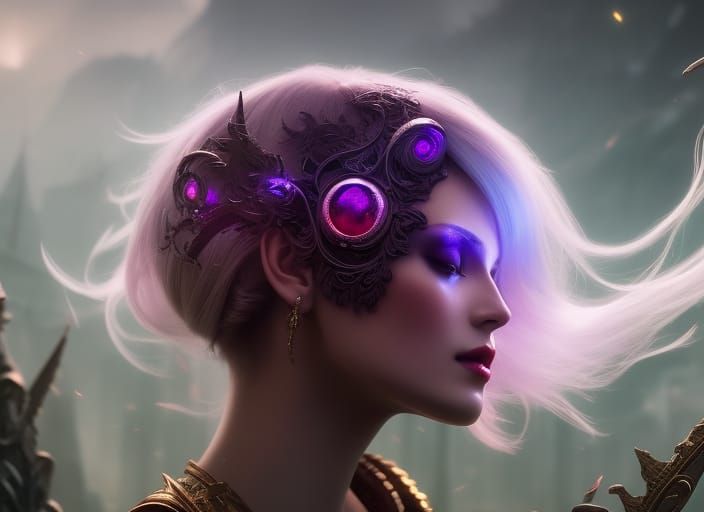 Gothic Fairy in Lace Mask with Glass Wings