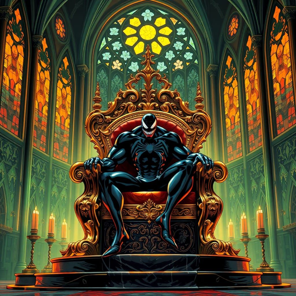 Venom on Golden Throne in Emerald Cathedral