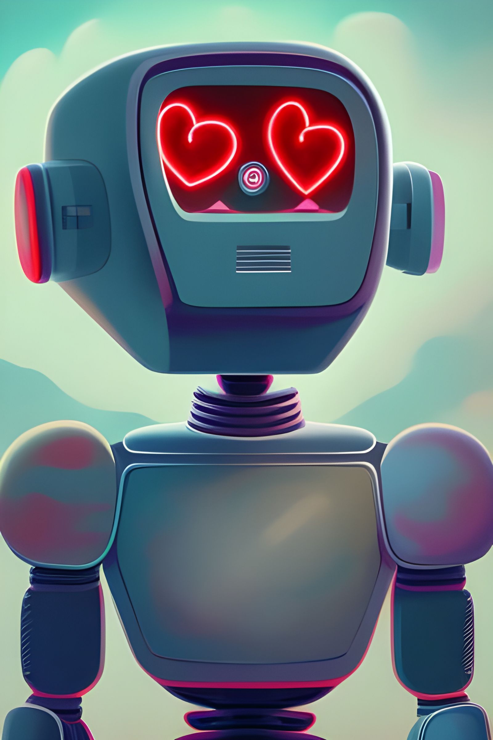 Robot Portrait with TV Head in Studio Ghibli Style