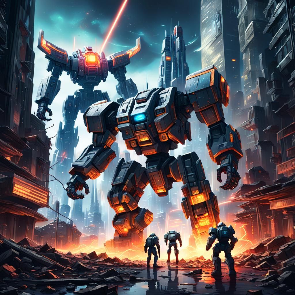 Epic Mech Warfare in Ruined Cityscape