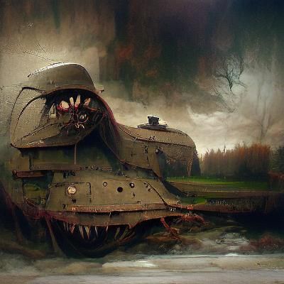 Sinister WW1 Tank in Rutkowski Style