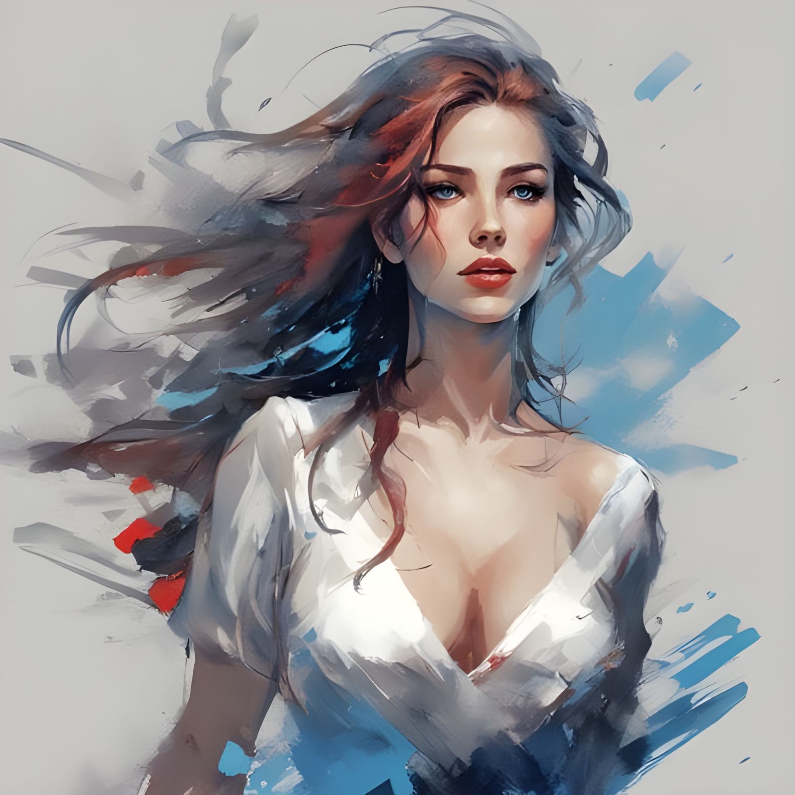 Portrait of a Beautiful Tatar Girl in Splash Art Style