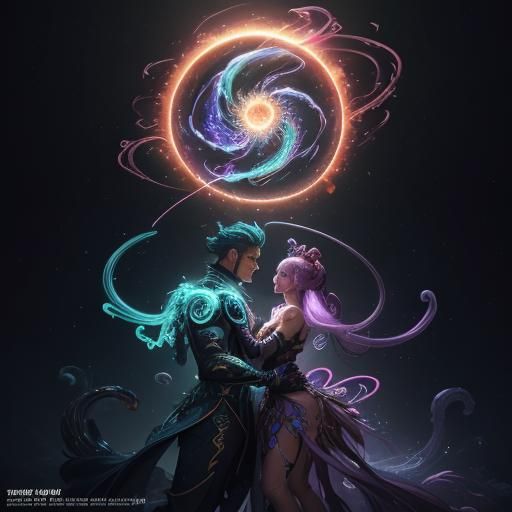 Cosmic Futurism Dance in Bioluminescent Cave