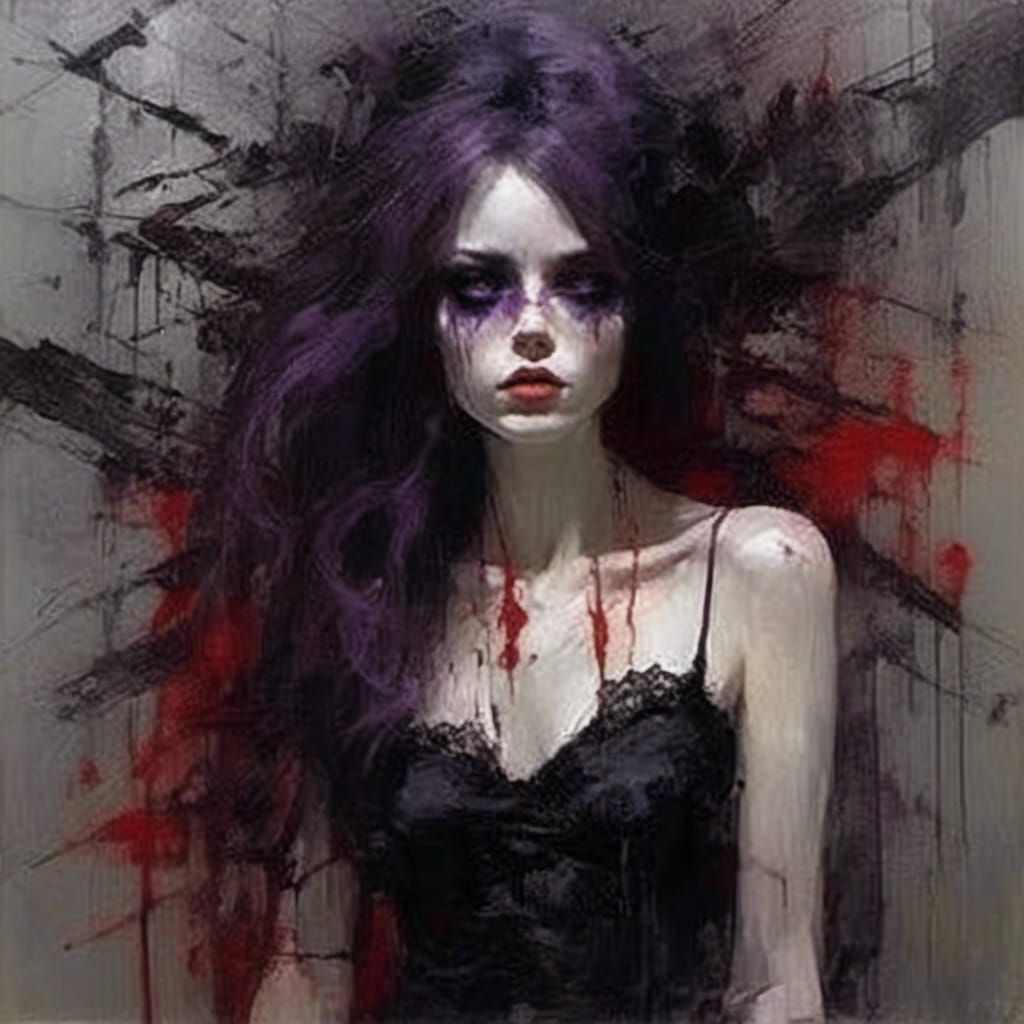 Gothic Woman in Ethereal, Sensual Style