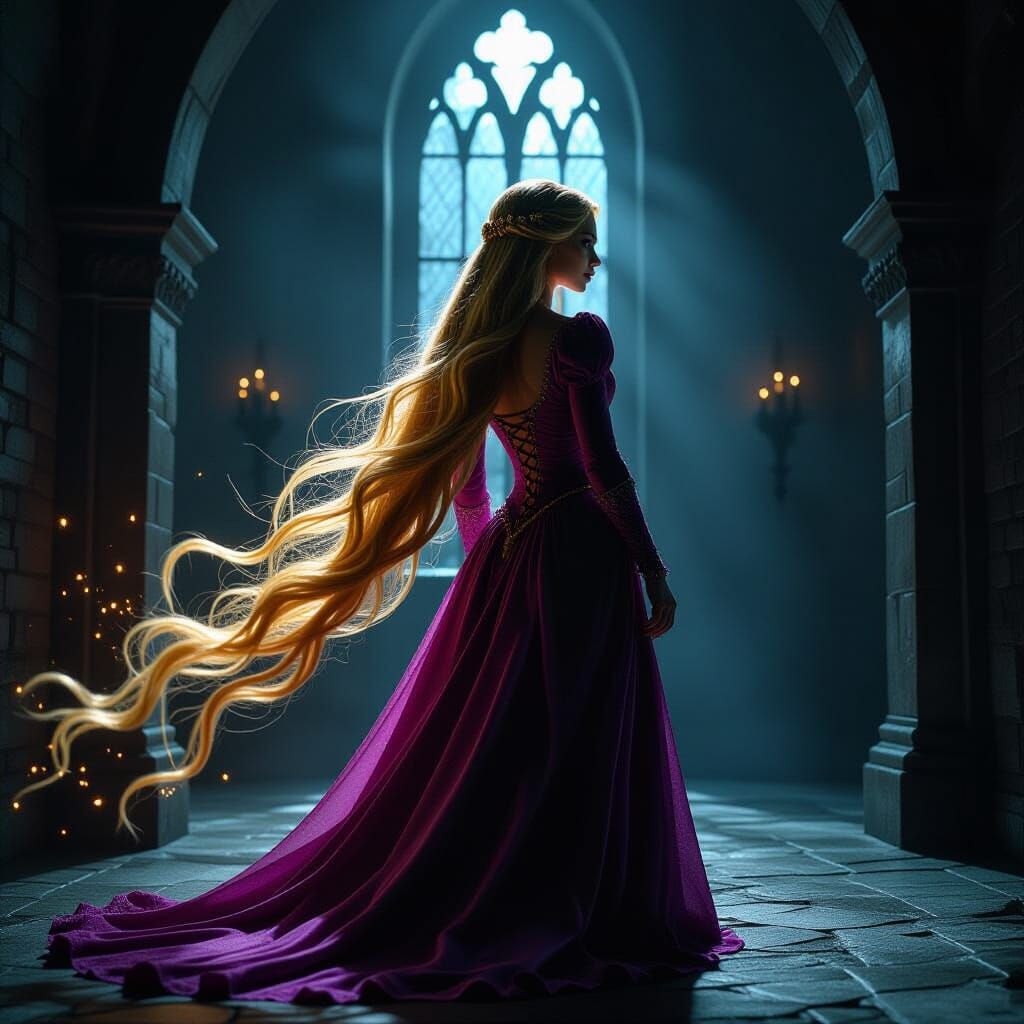 Villainous Rapunzel Sorceress with Dark Energy