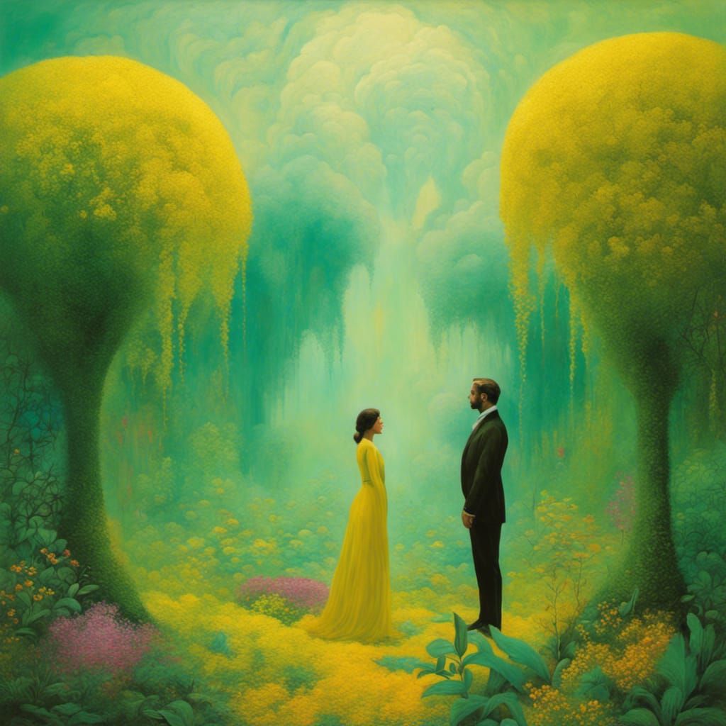 Ethereal Garden of Souls: Polychromatic Matte Painting