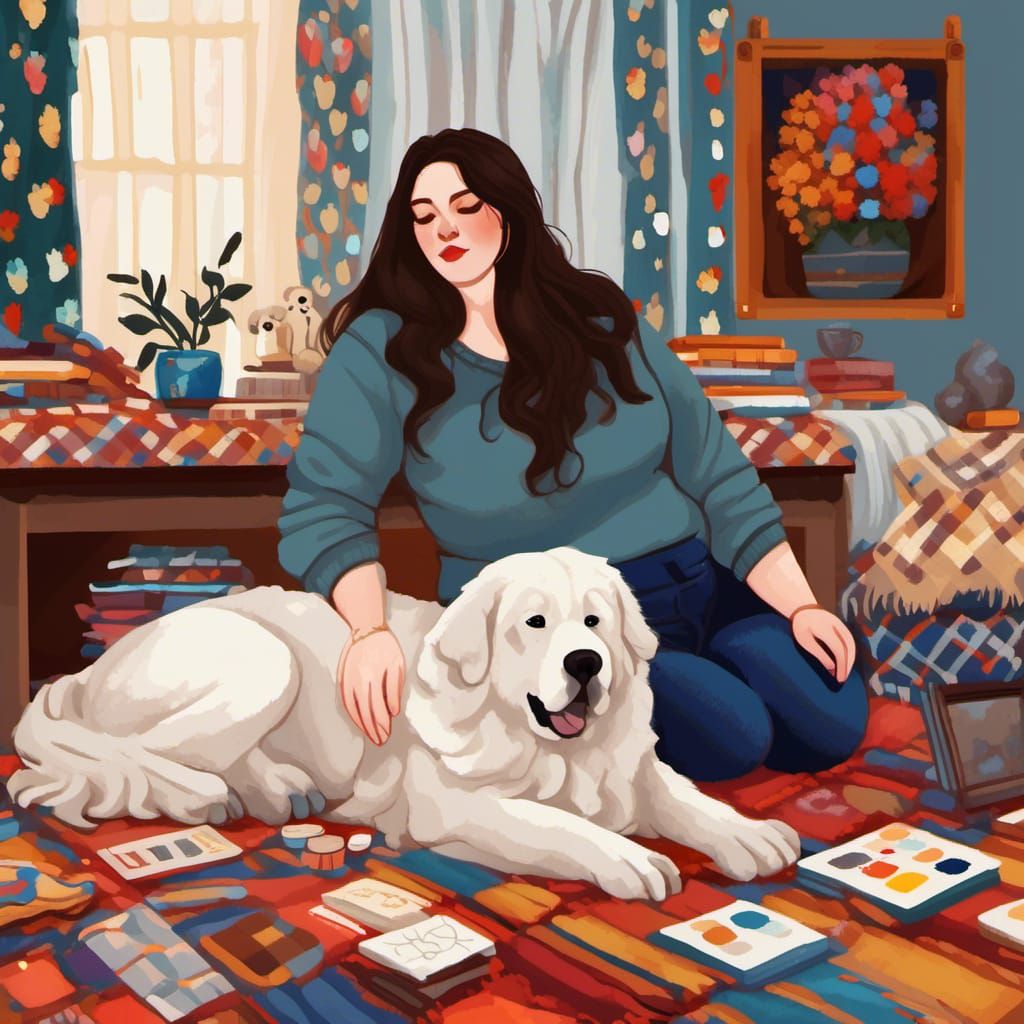 Plus-Size Woman Designs Interiors with Dog