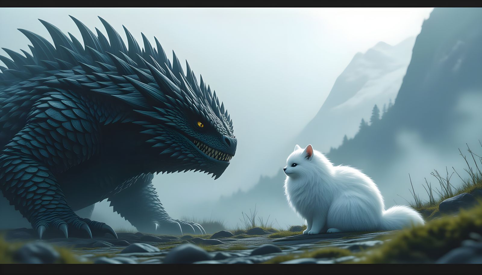 Hyperrealistic Vicious Creature and Peaceful Creature