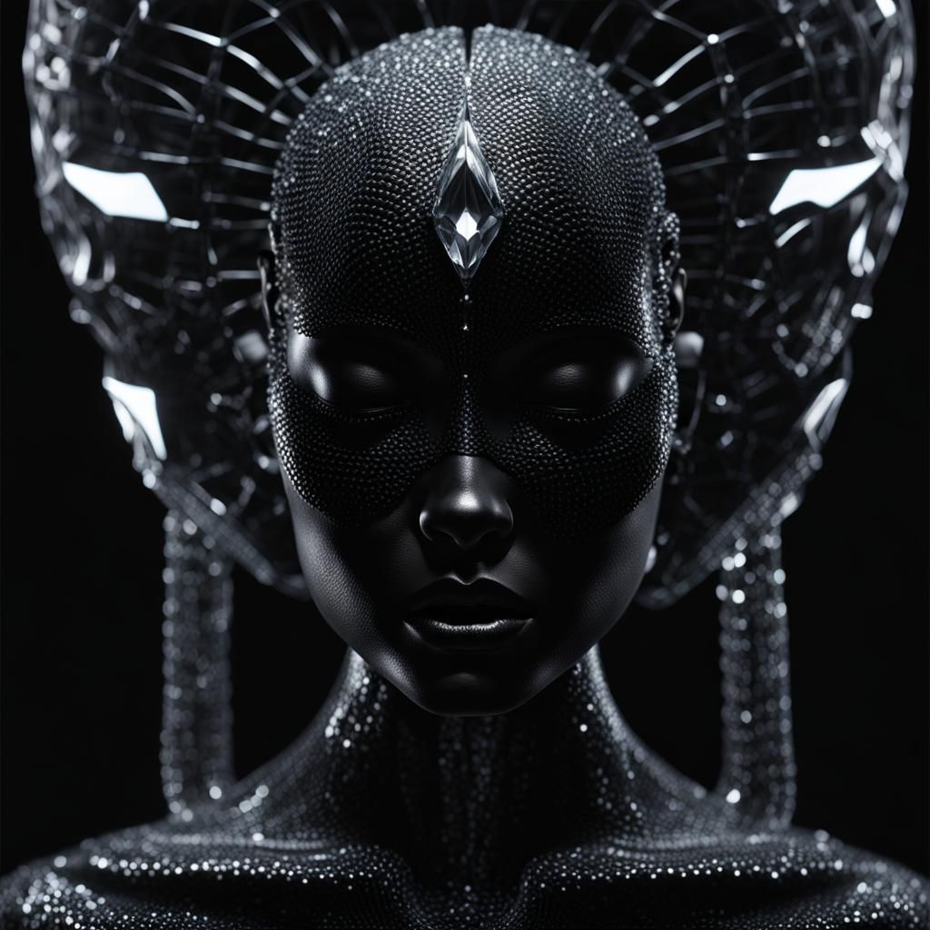 Crystalline Woman: A Macabre 3D Render