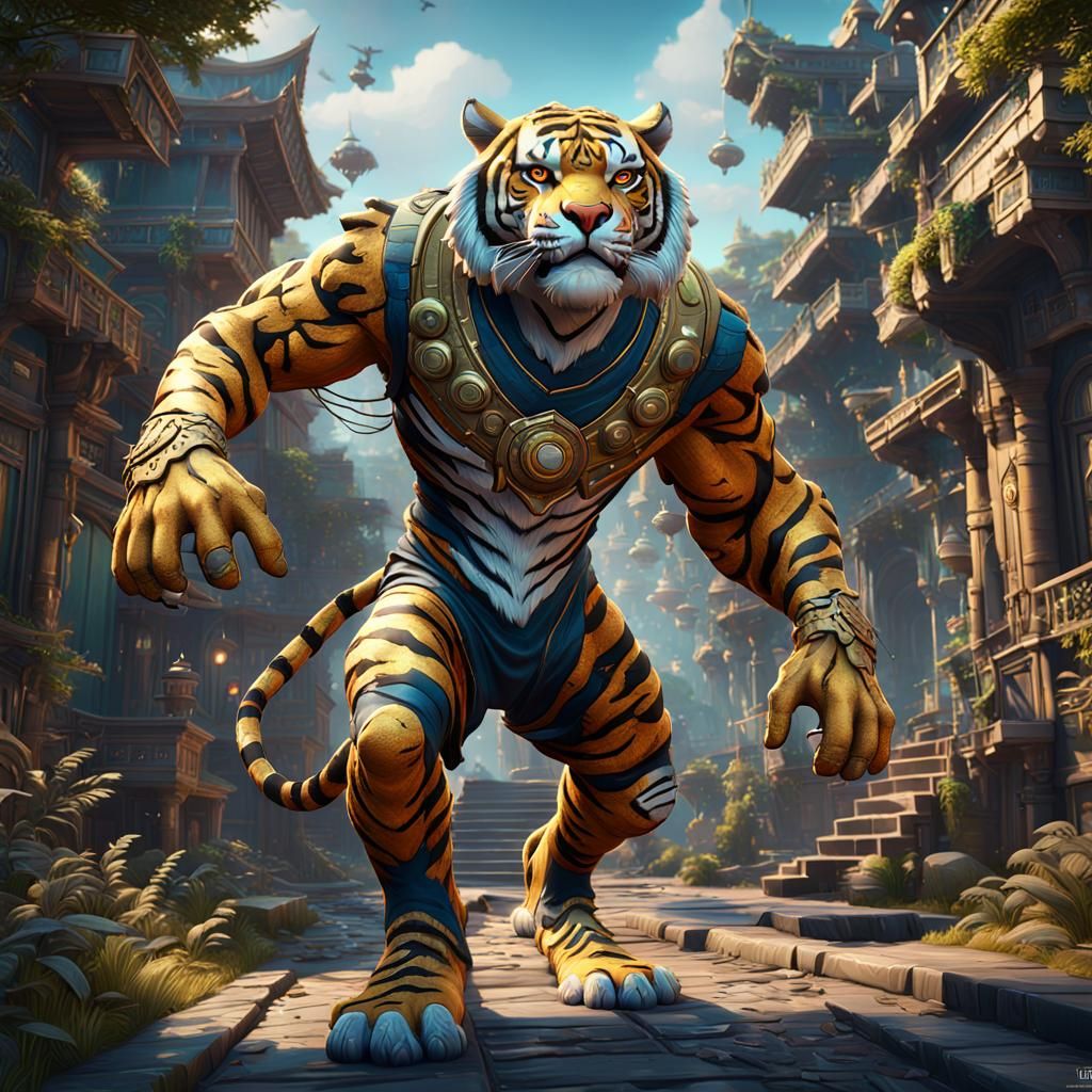 Fortnite Tiger Human Oscar: Detailed Matte Painting