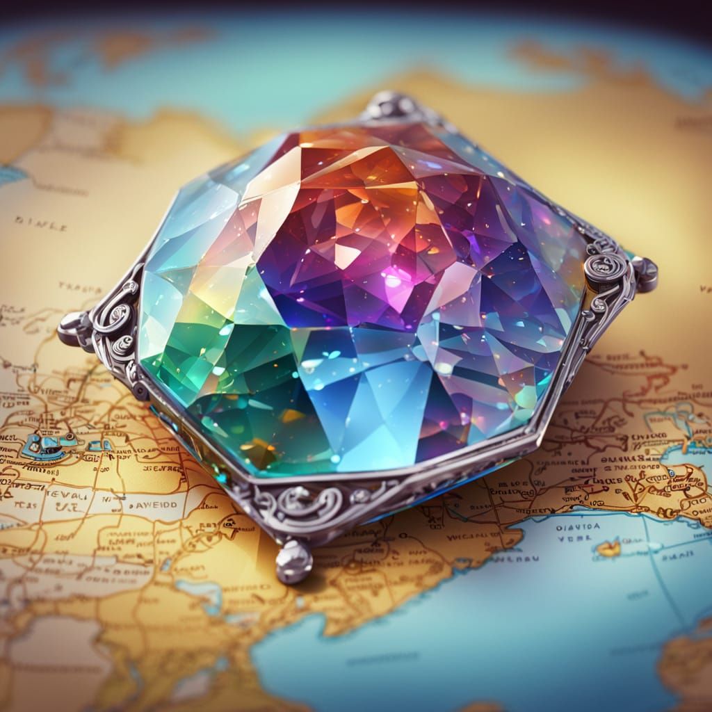 Jewel Translation Device on World Map - Digital Painting