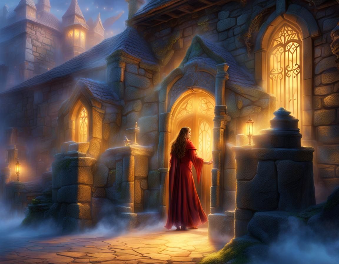 Ethereal Sorceress in Mist, Fantasy Art
