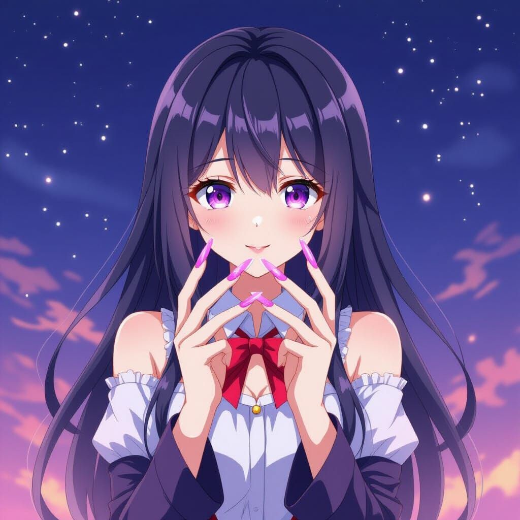 Anime Girl With Exceptionally Long Nails