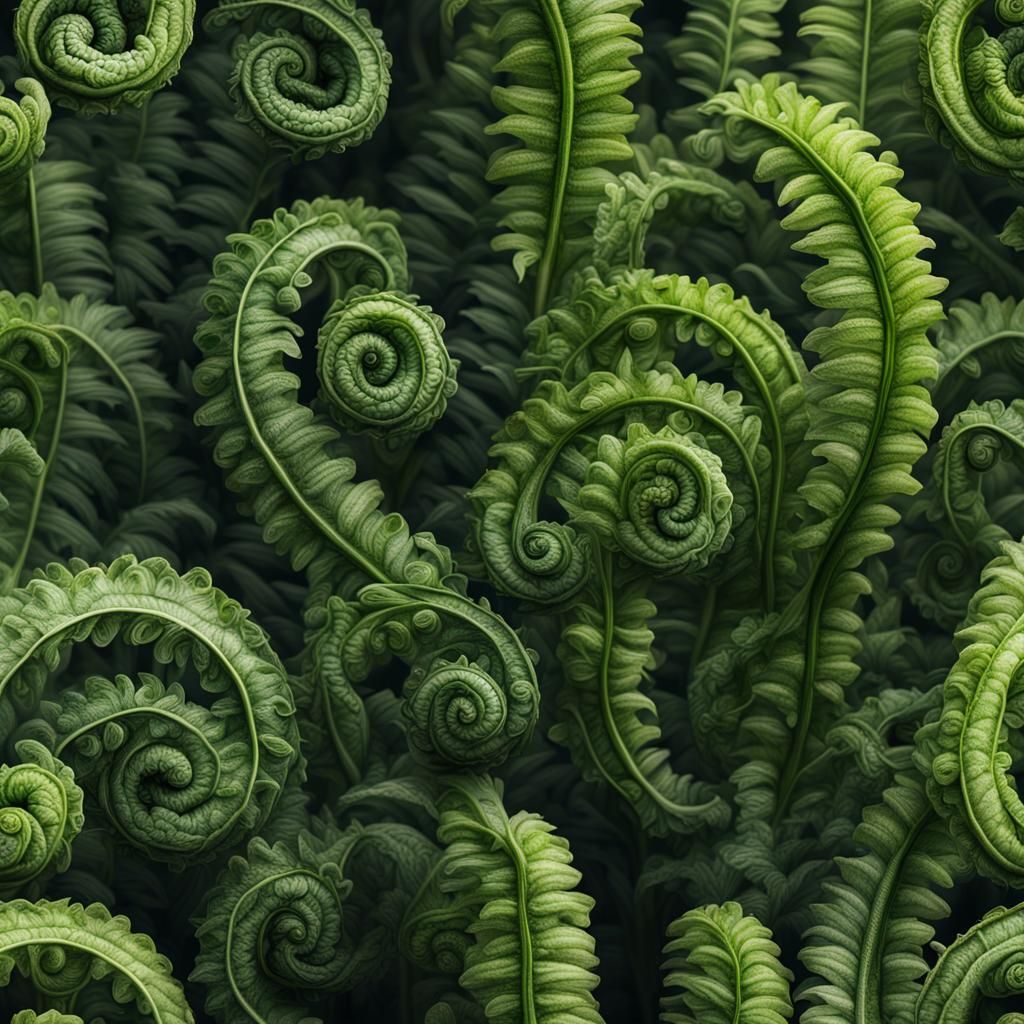 Realistic Fiddlehead Fern Photo: Cinematic Digital Art
