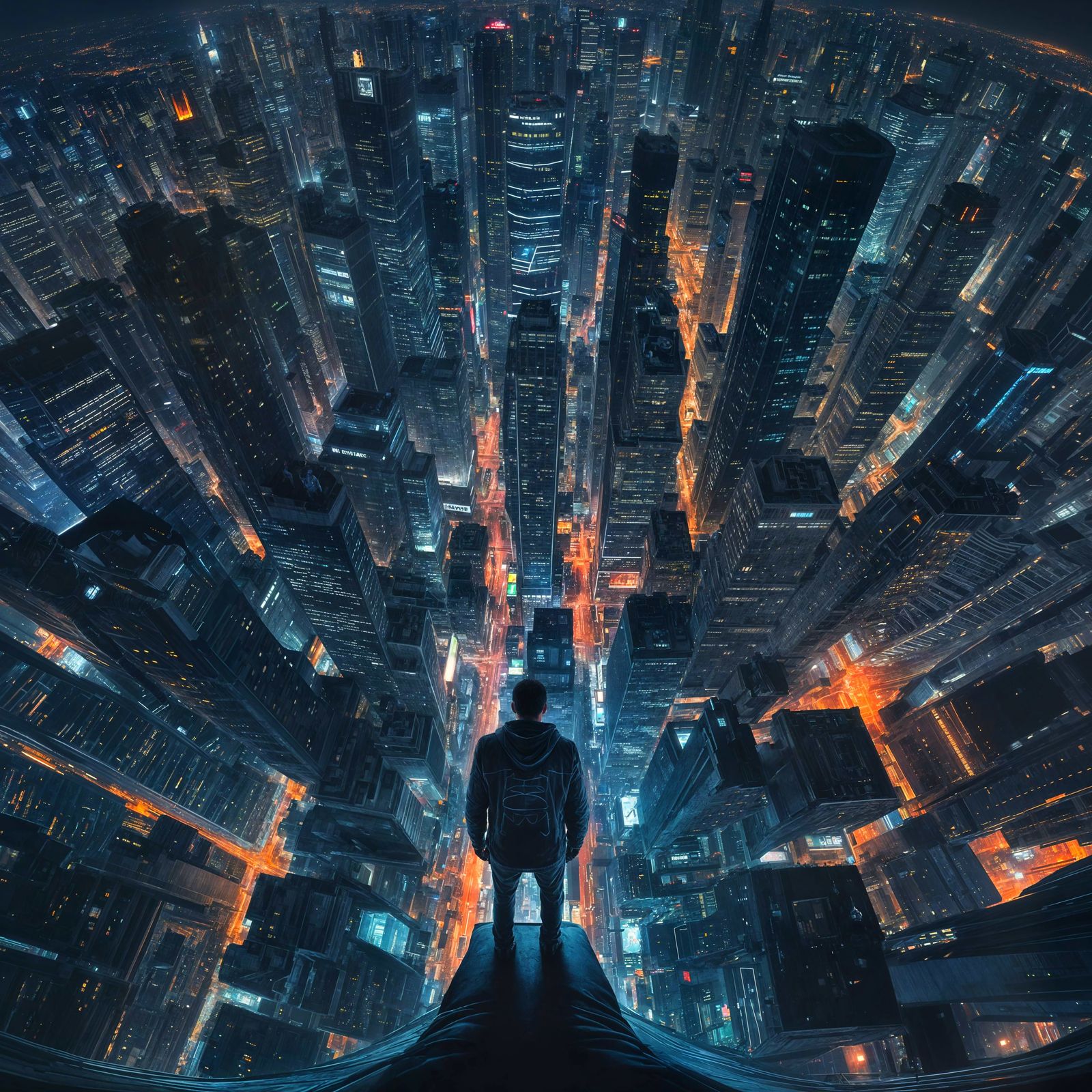 Cyberpunk Cityscape Panorama at Night