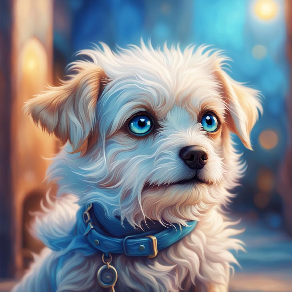 Shy Little Dog with Big Eyes: Digital Painting