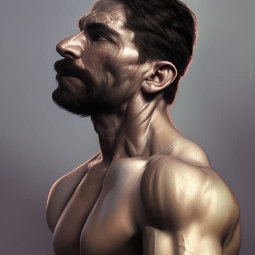 Luigi Bench Presses 405 Pounds: Hyperdetailed Portrait