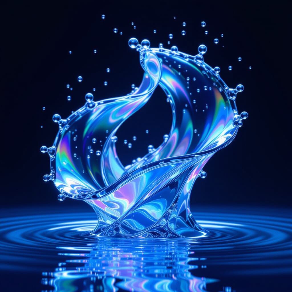 Ethereal Water Sculpture in Studio Ghibli Style