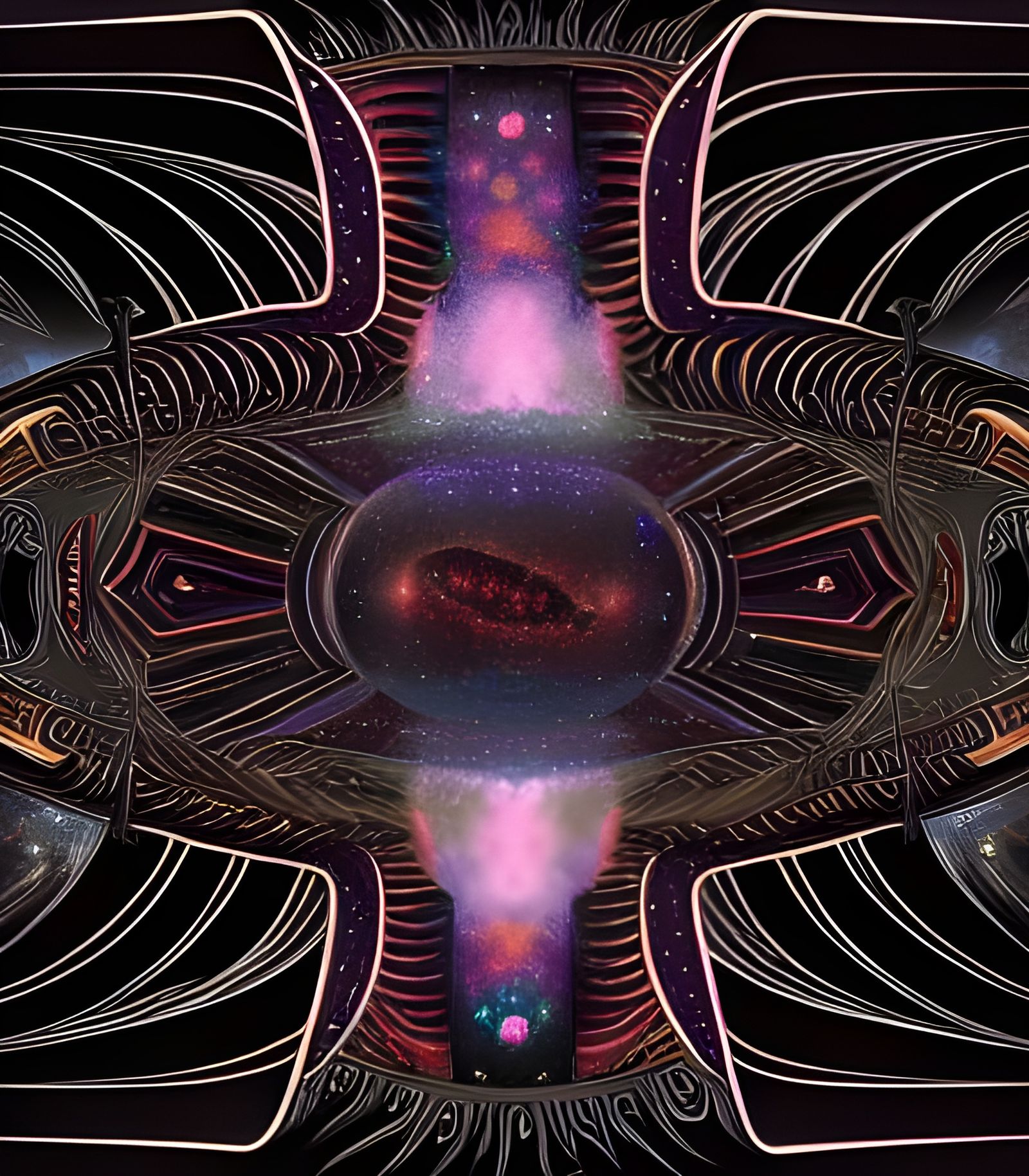 Cosmic Nebula Portal in Geometrically Surreal Style