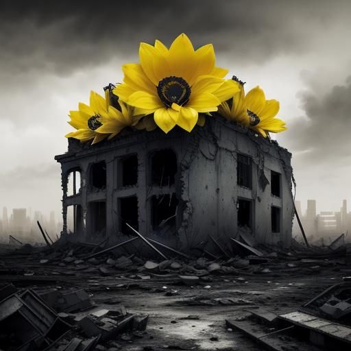 Post Apocalyptic Cityscape with a Glimmer of Hope in Waterco...