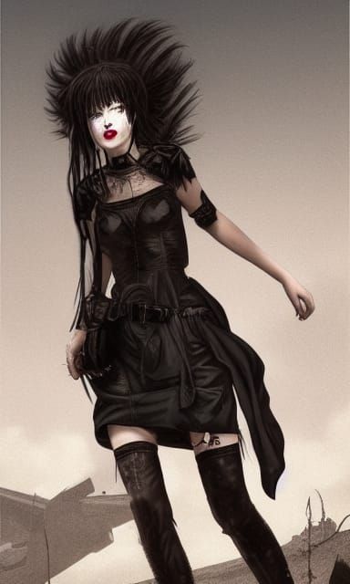 Post-Apocalyptic Goth Girl Digital Illustration