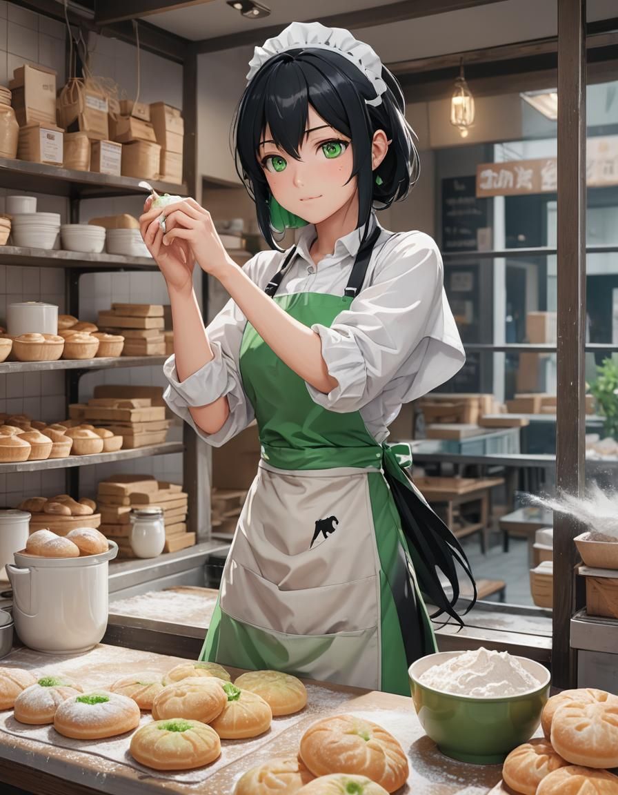Tsundere Baker Dianice in Detailed Anime Style