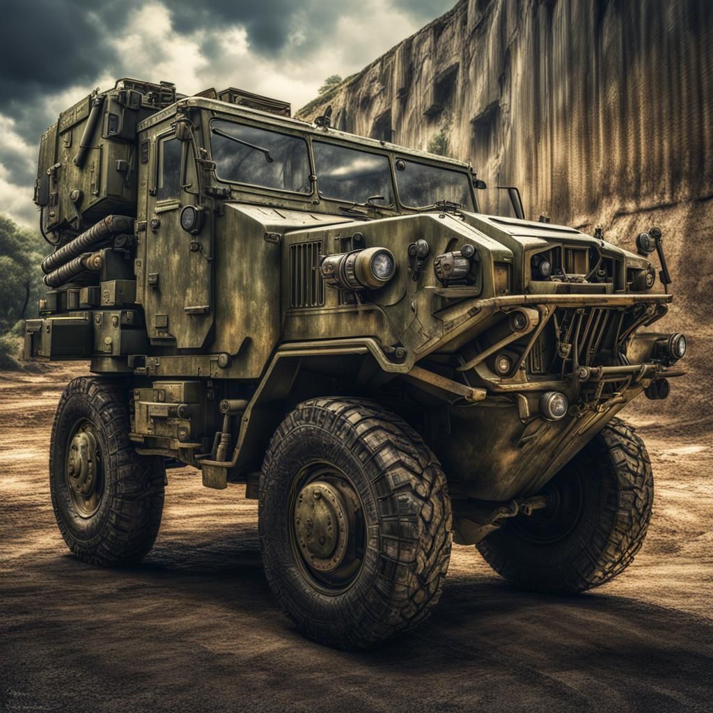 Upside Down Military Vehicle in Hyperrealistic 8k