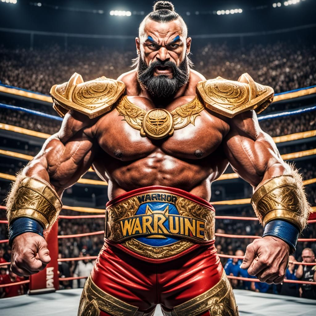 Heroic Wrestler in Saiyan Armor: Portrait Photography