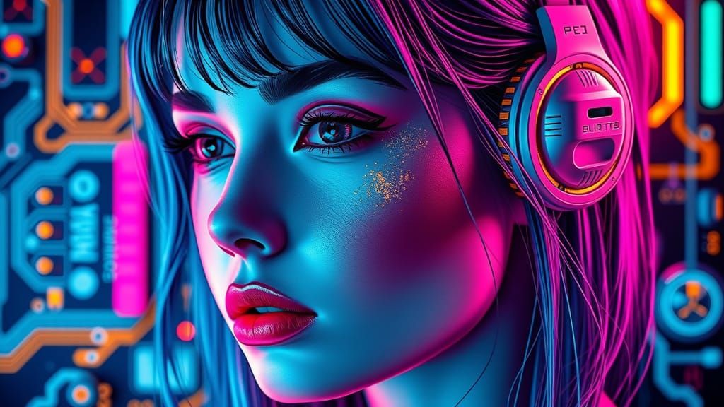Futuristic Pop Art Portrait in Anime Manga Style