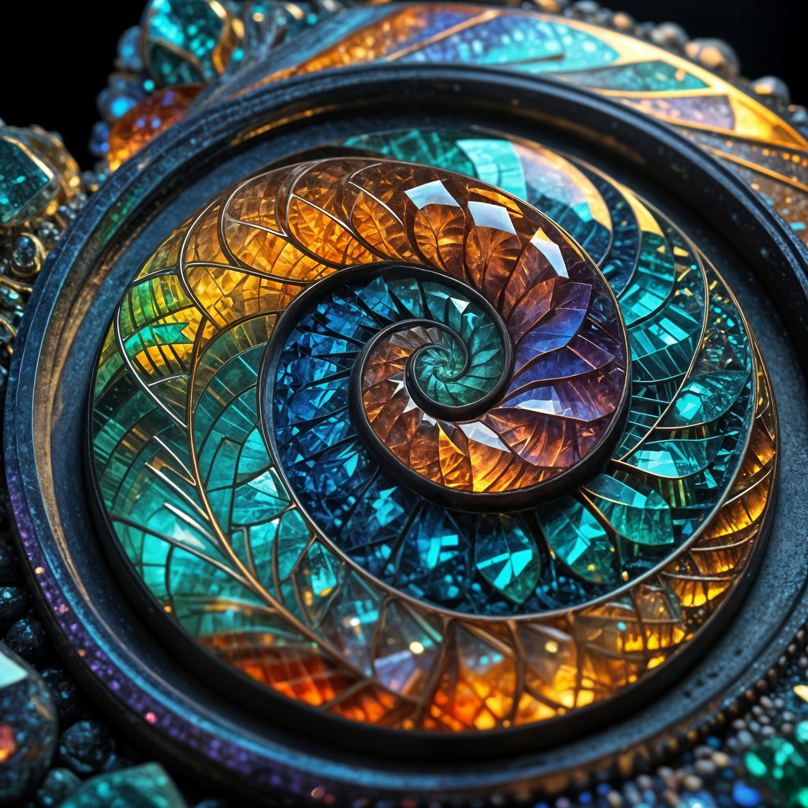 Fibonacci Sequence Carved in Gemstone