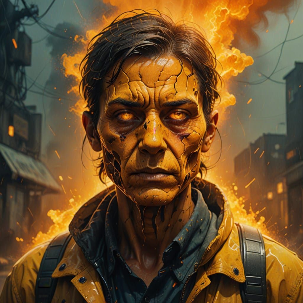 Hyperrealistic Portrait of Radiation Sickness Victim