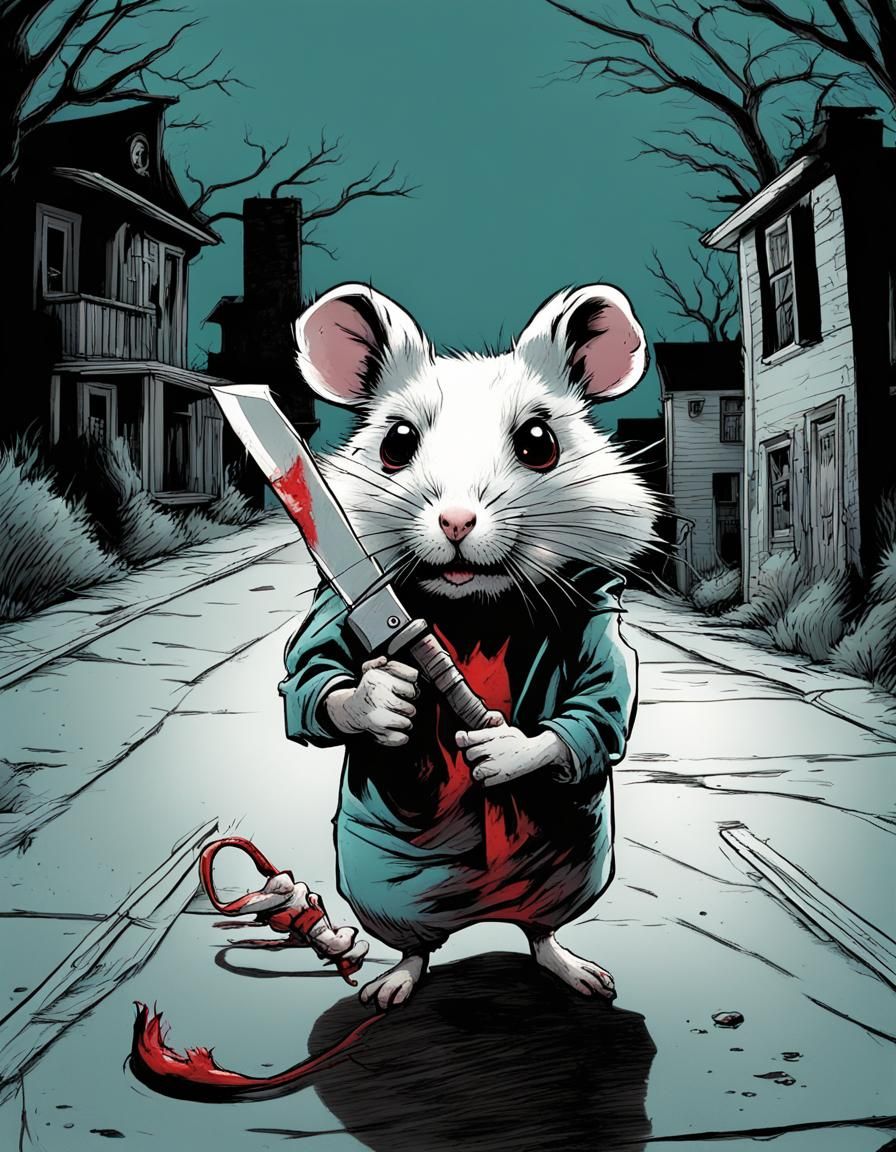 Ominous Hamster Horror in Dark Comic Style