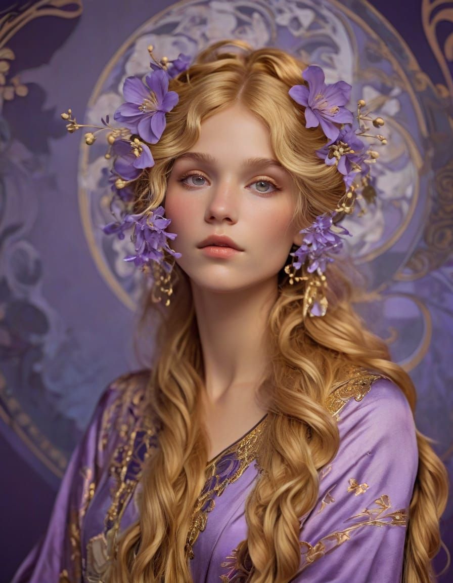 Ethereal Goddess in Art Nouveau Style