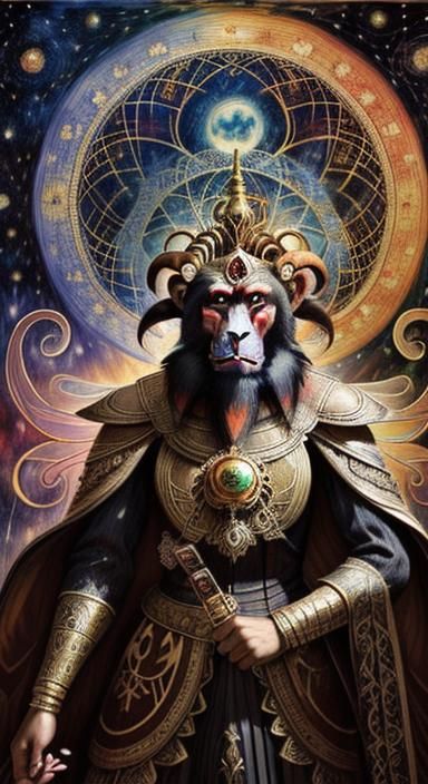 Mandrill Fairy Portrait in Post-Impressionist Style