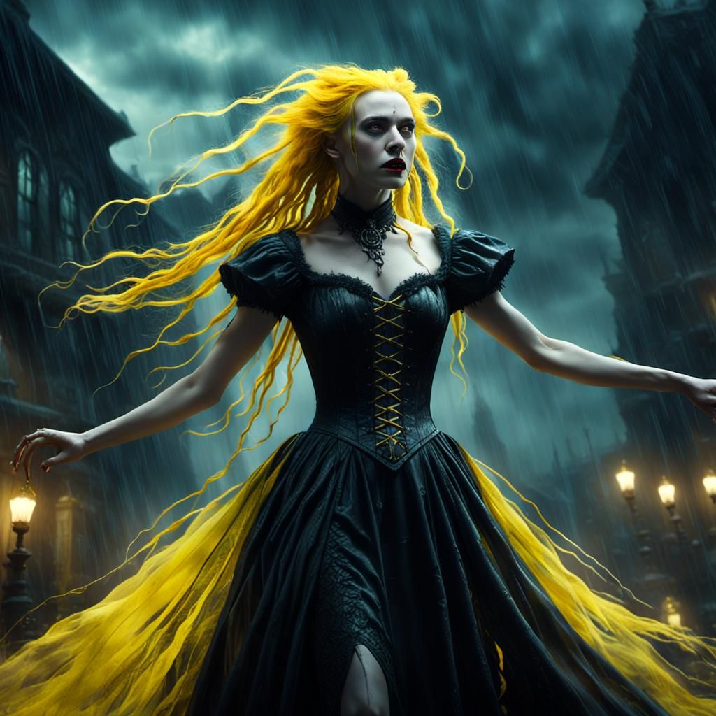 Gothic Vampire Goddess in Rain, Concept Art