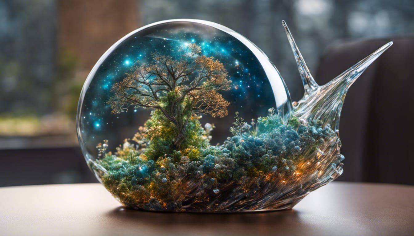 Intricate Glass Nebula Statue: Hyperrealistic Space Oddity