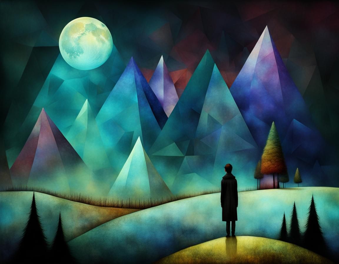 Surreal Geometric Landscape Art