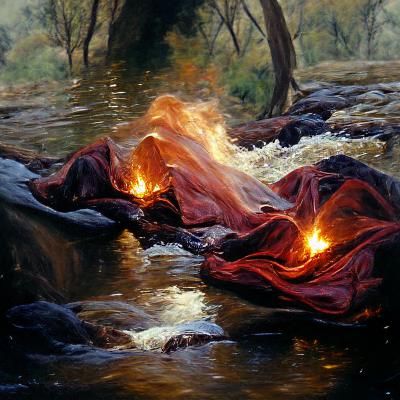 Embers Consume Velvet Cloak: Oil Painting