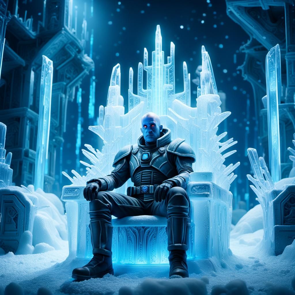Mr. Freeze on Icy Throne in Frosty Lab