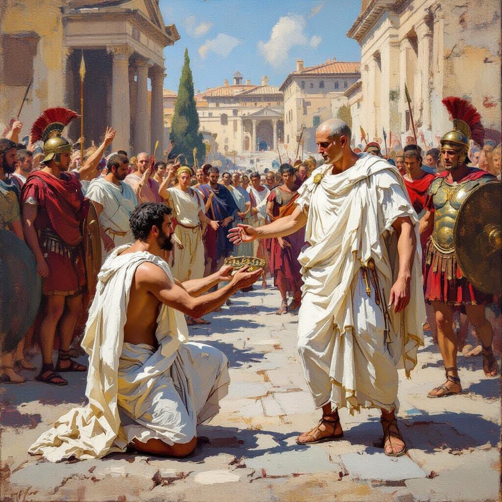 Julius Caesar Refuses Crown in Impressionistic Rome