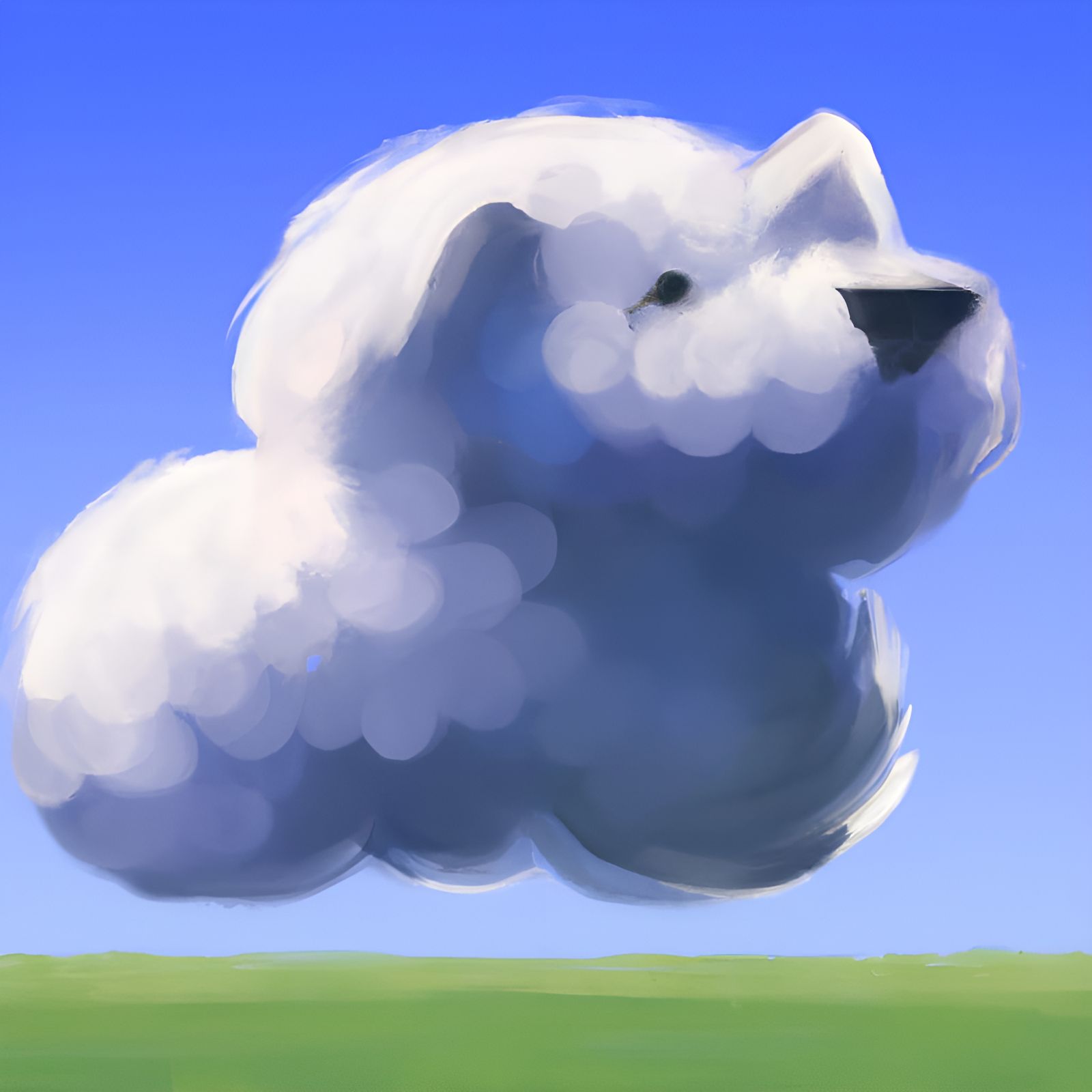Dog-Shaped Cloud in Blue Sky: Digital Art