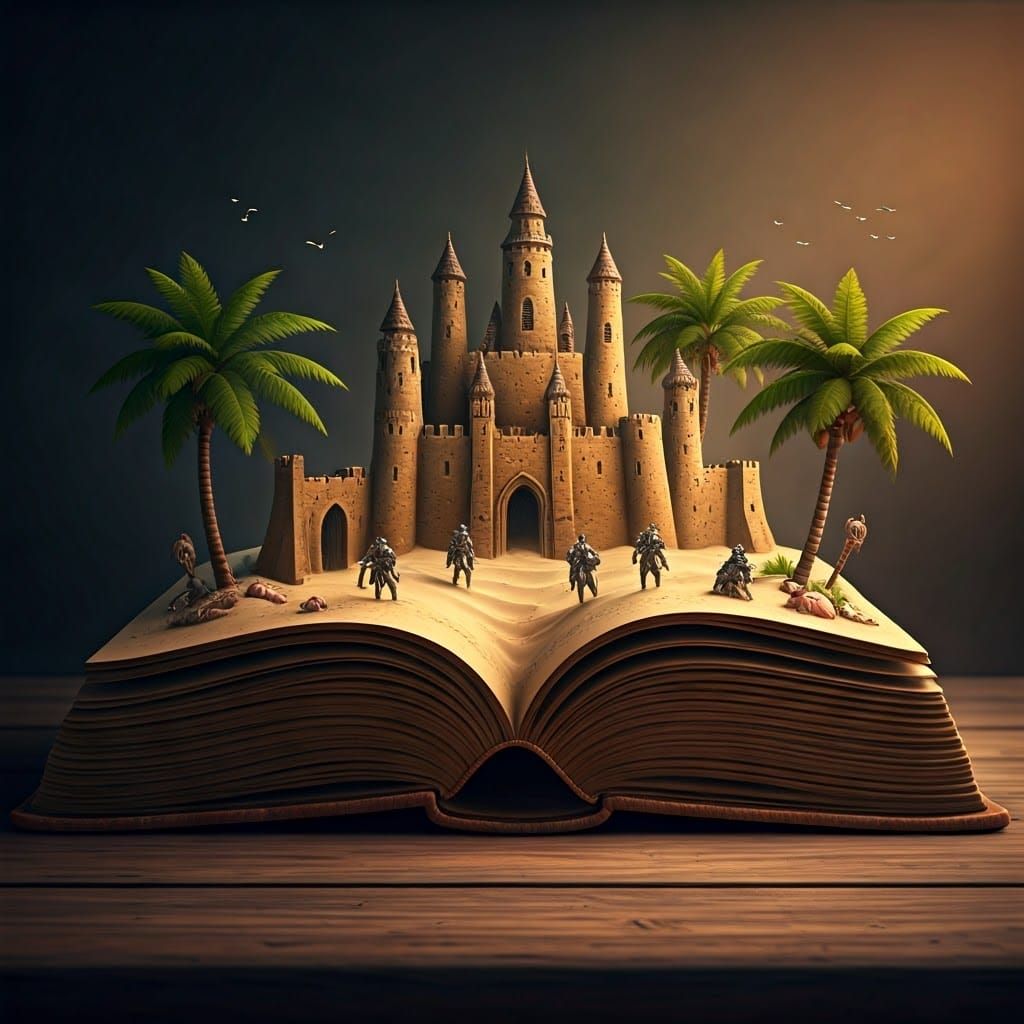 Miniature Beach Scene Emerges from Ancient Book