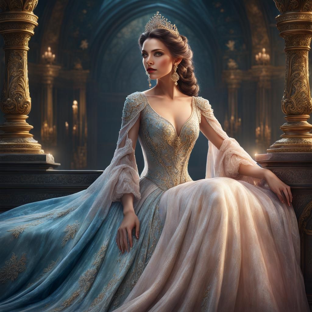 Elegant Lady in Gown: Fantasy Concept Art